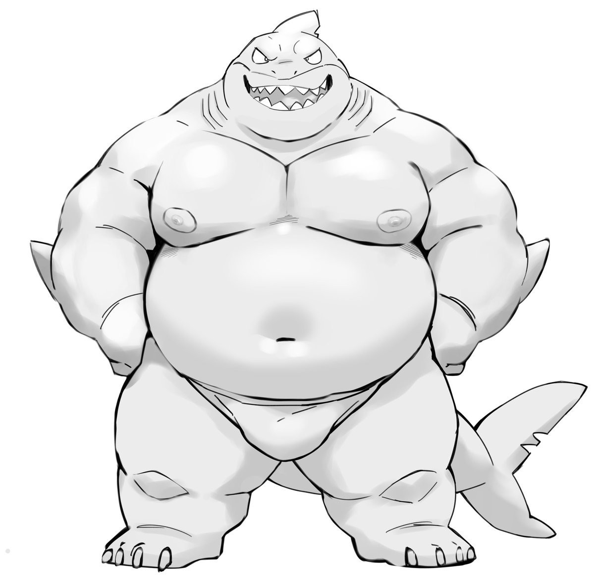 普段描かない頭身の練習🦈
 
#furry