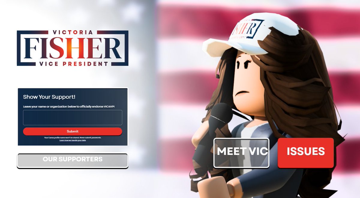 Today, my campaign is excited to announce our official website. 

Here you can see what our campaign is about, my legislative history and history in positions.

We have a goal we must meet America, check the website out today.

LINK: vic4vp.my.canva.site