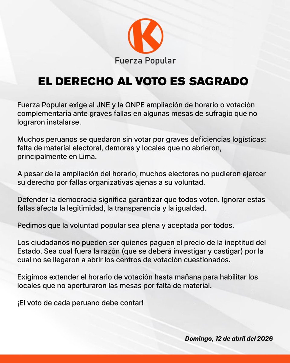 Partido Político Fuerza Popular tweet media