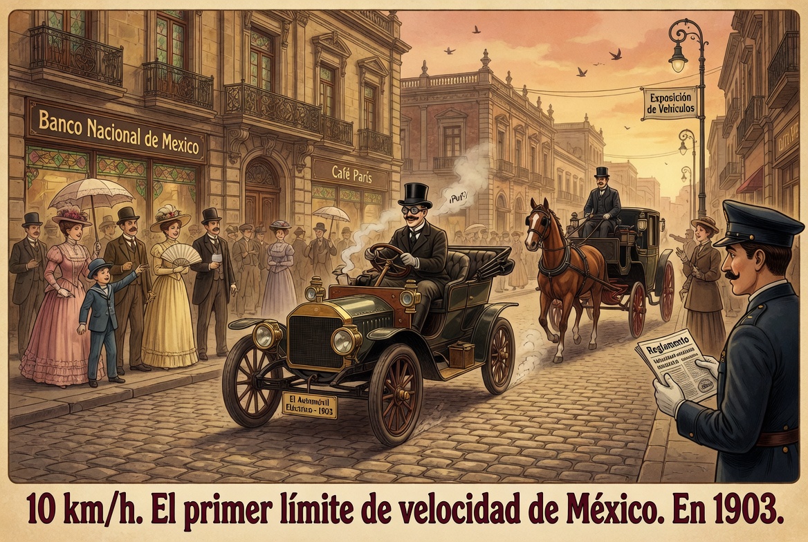 DonPorfirioDiaz's tweet photo. El primer automóvil que circuló en México lo manejó un joven porfirista llamado Fernando de Teresa una noche de enero de 1895, y lo hizo de noche precisamente para no asustar a los caballos ni a la gente. Era un Delaunay Belleville traído desde Francia, y salió a 16 kilómetros por hora por las calles del Centro Histórico mientras los reporteros de la época lo llamaron "carruaje misterioso." Para 1903, cuando ya había 136 automóviles en la Ciudad de México, quedó claro que la convivencia entre caballos, carruajes y esos nuevos artefactos ruidosos necesitaba algún tipo de orden. Porfirio Díaz, que tenía un talento particular para ver venir las cosas, expidió el 25 de agosto de 1903 el primer Reglamento de Tránsito de México: el límite de velocidad en calles angostas o muy transitadas era de 10 kilómetros por hora, y de hasta 40 en avenidas más amplias. Para ponerlo en perspectiva: el primer auto que cruzó México ya iba a 16, así que técnicamente Fernando de Teresa habría sido el primer infractor de la historia, años antes de que existiera la infracción. Para 1906, el parque vehicular ya había llegado a 800 unidades, lo que explica otra decisión porfiriana muy característica: crear un impuesto a los propietarios de automóviles. Madero lo abolió en 1911 cuando llegó al poder, con lo que se convirtió en el primer presidente en hacer populismo con los automovilistas. Y todo esto comenzó porque un joven rico quiso salir a pasear en su coche francés sin que los caballos se espantaran.

Fuentes: El Blog de Don Porfirio, El Universal (Atracción 360), Motor y Dominio, EscuelaEME, López Dóriga Digital, El Universal (Historia del automóvil en México), Timetoast Innovaciones Tecnológicas del Porfiriato.