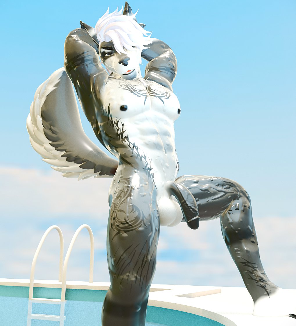 Guess my trunks slipped off, but your face tells me yoour not complainin~ 💦💦

New character of mine, Amphor~
Render by Me
#yiff #furry #gay #VRchat #lewdvrc #horny #blender #render #3DArtist