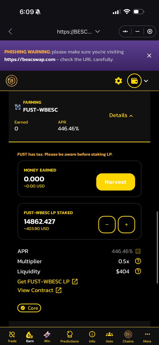 SAFUDEV0702's tweet image. We had a few community members that wanted it so we added it even with tax we just added a disclaimer to the farm so everyone is aware of the tax’s so there is no surprise. @FUSDFinance  #BESC #MONEY