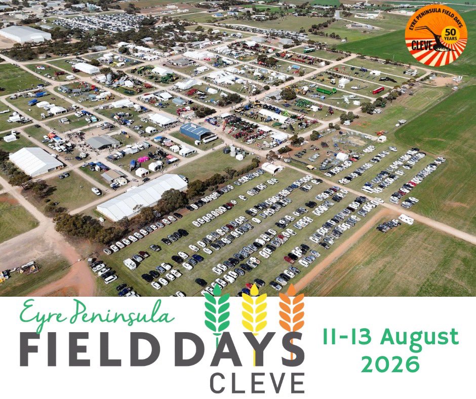EPFieldDays's tweet photo. Celebrating 50 years in 2026 🎉

An opportunity to partner with the Eyre Peninsula Field Days and put your business in front of a large, engaged audience 📣

https://t.co/yi6ll1qn4S https://t.co/NcTUtMcpru