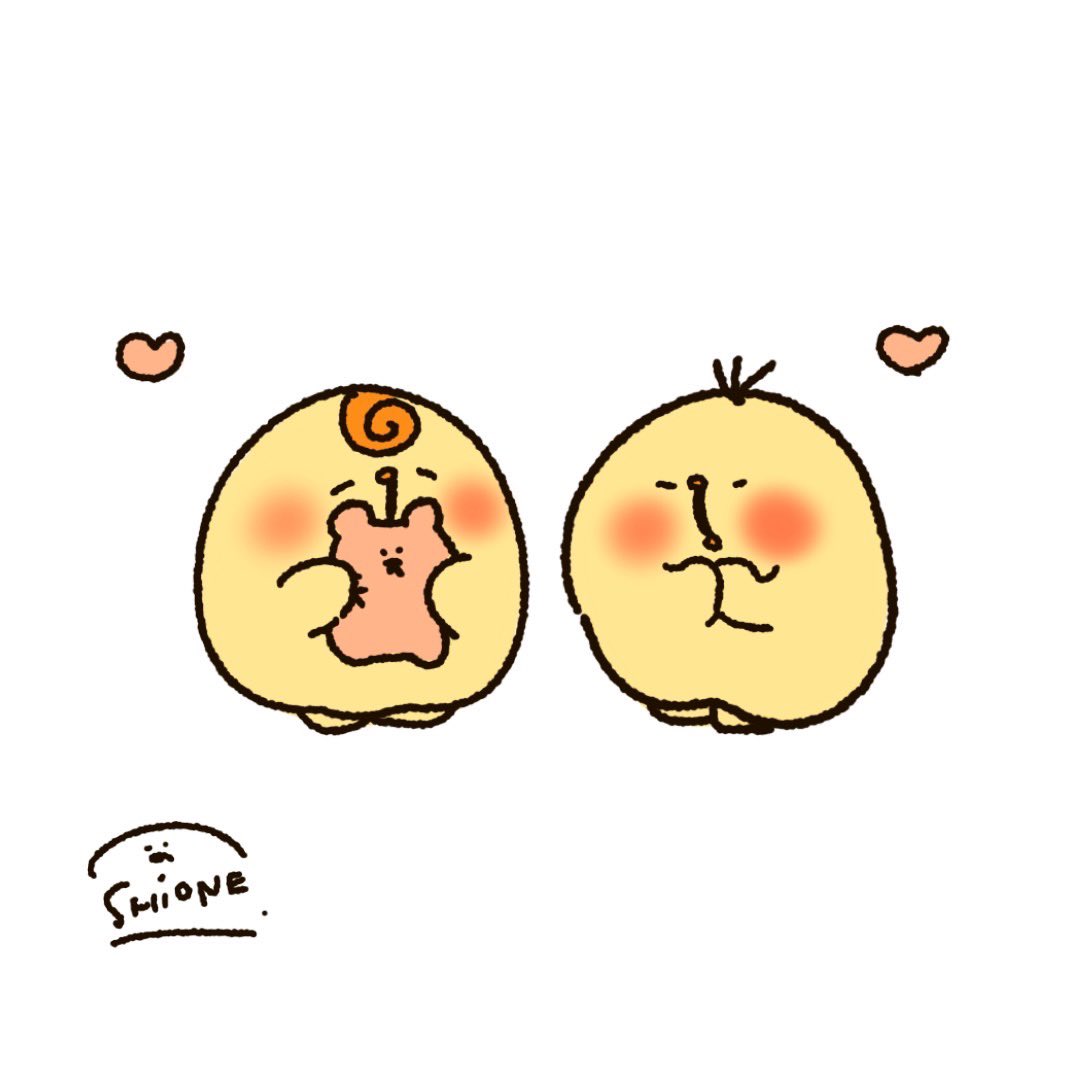 🐣これいいでしよ〜🧸
🐣おお！いいなぁ〜✨

朝から子ぴよを描きました☺️
月曜日頑張っていきます〜〜✨

#イラスト　#ゆるいイラスト
#絵描き
