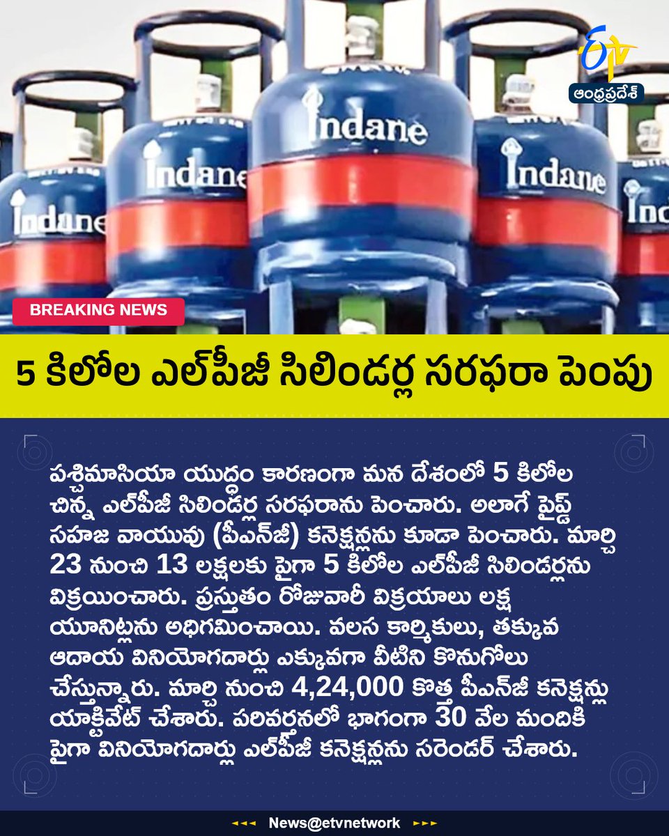 etvandhraprades's tweet image. #LPG
#GasConnections
#5kgGas
#IranUsWar
#Etvapbreaking