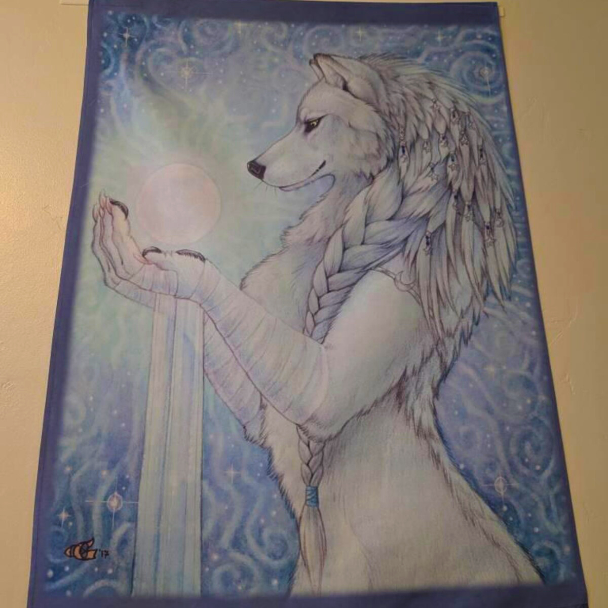 Goldenwolfen's tweet image. I love this photo of my "Moonlight" tapestry that a customer took, it shows you just how well done these are! 🌛🌕🌜
Available in two sizes and dye-sublimation printed on poly microfiber.

Check it out! goldenwolfart.etsy.com/listing/161201…

#tapestry #wallhanging #anthrowolf #moonlight