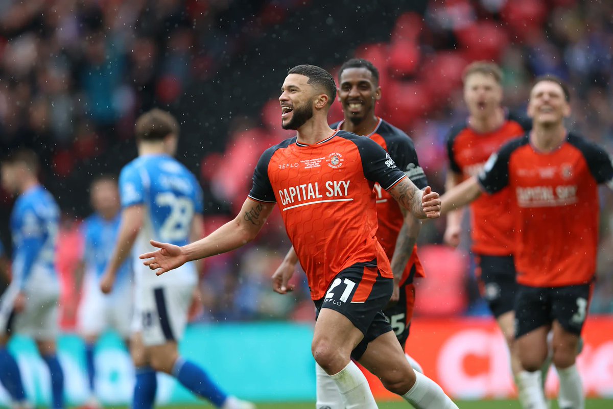 BernewsSports's tweet image. A few photos from today, courtesy of Luton Town, showing #Bermuda's Nahki Wells, who scored twice to help his team win the EFL Trophy at Wembley Stadium