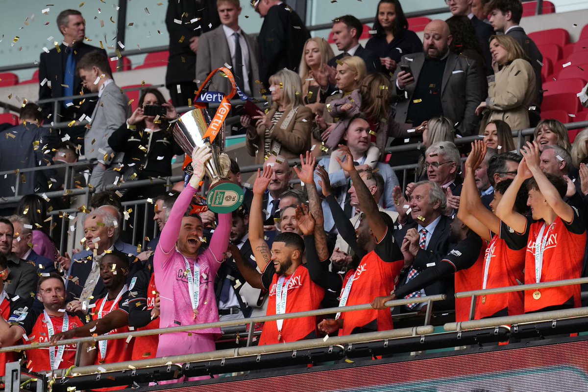 BernewsSports's tweet image. A few photos from today, courtesy of Luton Town, showing #Bermuda's Nahki Wells, who scored twice to help his team win the EFL Trophy at Wembley Stadium