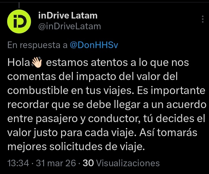 DonHHSv's tweet photo. #ElSalvadorSV Que paso aquí @inDriveLatam solicitudes de viaje con tarifas que hacen perder a los drivers ni siquiera a $1  el kilómetro y peor aún la app NO DEJA ESTABILIZAR EL PRECIO. @inDriveLatam son ratas asquerosas @ActualidadRT @elsalvador @CNNEE https://t.co/YO7QEkrytz