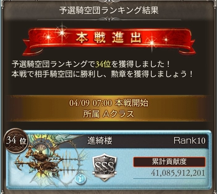 tohru_telsta's tweet photo. 古戦場お疲れ様でした!
もう今後不可能と思っていた過去最高順位を2つ更新することができました(*´ω｀*)
団員の皆様も本当にありがとうございましたm(_ _)m
今回の古戦場で一番辛かったのは日程です https://t.co/Gd9saS8ncx