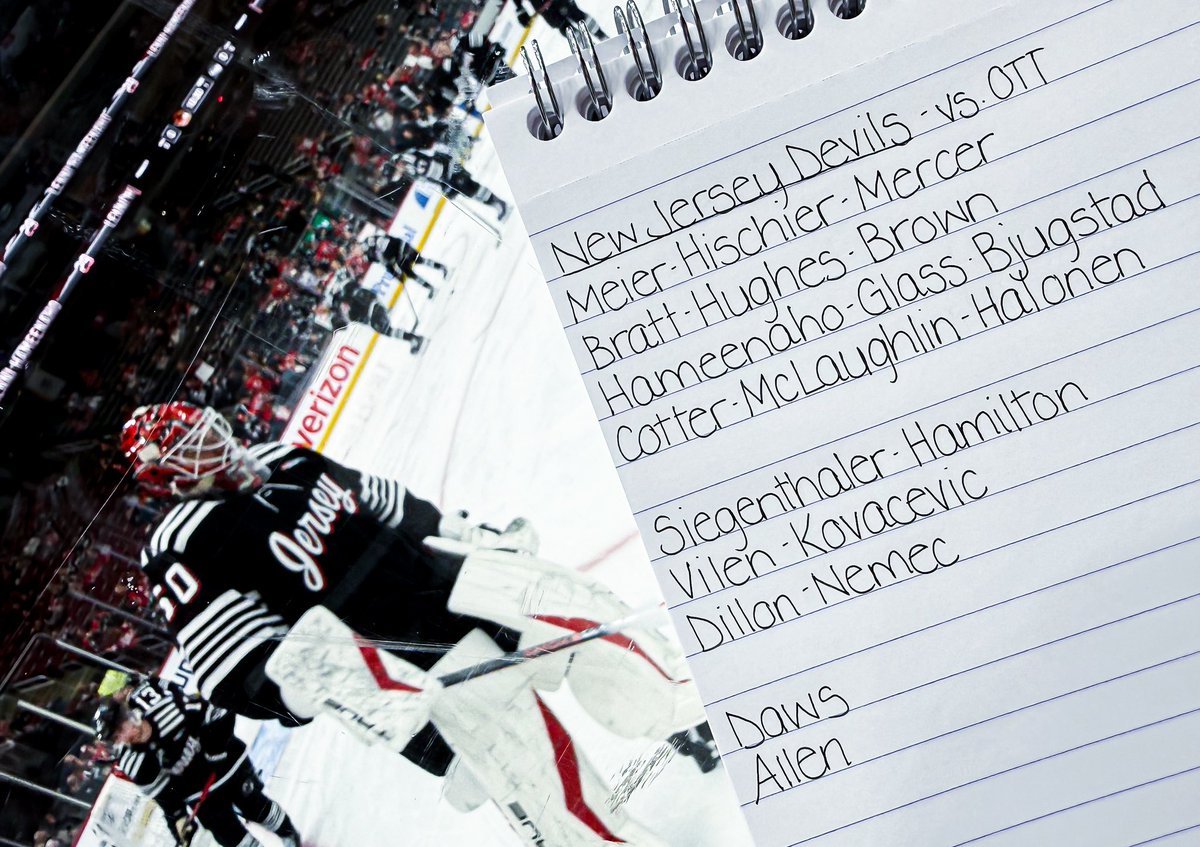 NJDevils's tweet photo. One final lineup, woven into the Jersey Jersey threads. https://t.co/CqPk1UaRg2