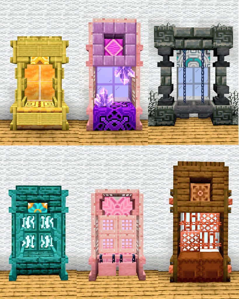 《彩釉テラコッタの窓枠6種》
テラコッタの模様を活かした装飾です。
建築の雰囲気に合わせて使ってみて
ください！
ーーーーーーーーーーーーーーーーー
#マイクラ建築ストック  #Minecraft  #外装