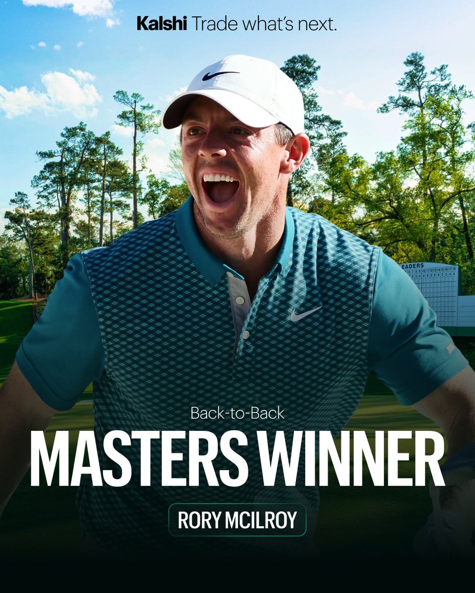 Only the fourth back-to-back winner in Masters history.

Congratulations Rory.