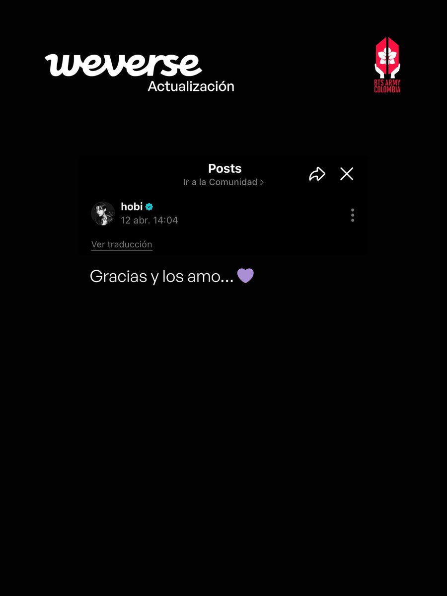 btsarmycol_'s tweet image. 📢 j-hope compartió un breve mensaje en Weverse.

Expresó su agradecimiento y amor hacia ARMY con palabras simples pero muy significativas.

💜 Un mensaje corto, pero lleno de sentimiento.

#Jhope #BTS #ARMY #BTSUpdates