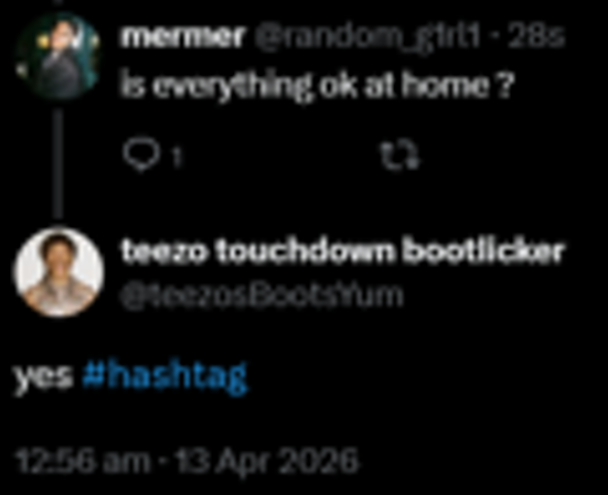 teezosBootsYum's tweet image. this bitch said #hashtag