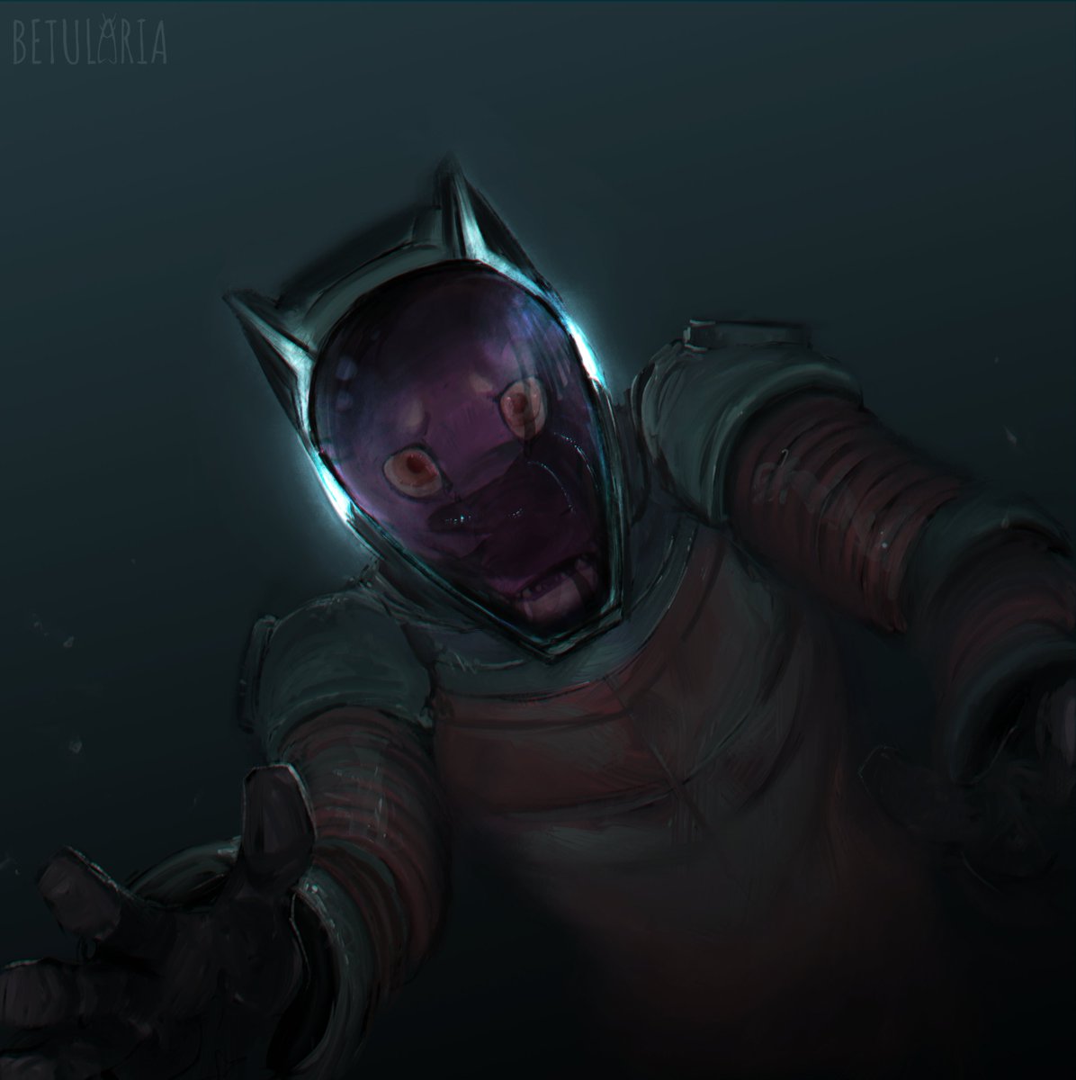 Fuzzy_kobold's tweet photo. Barotrauma my beloved.. horrors beyond my comprehension  miles under the ocean surface!! I love dying alone, slowly in my dive-suit as my oxygen dips more and more into the red.

By peper-moth over on fa, i hope you're doing well if you see this! https://t.co/CUBxfW5OsI