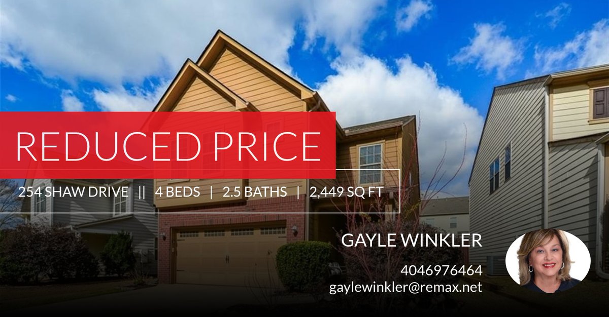 winkskapp's tweet photo. 📍 Reduced Price 📍 This recently reduced home at 254 Shaw Drive in Acworth won't last long, so, don't wait to set up a showing! Reach out here or at 4046976464 for more information!

Gayle Winkler
ReMax Town &amp; Count... https://t.co/LI2315TXBW https://t.co/451oRZDZKE