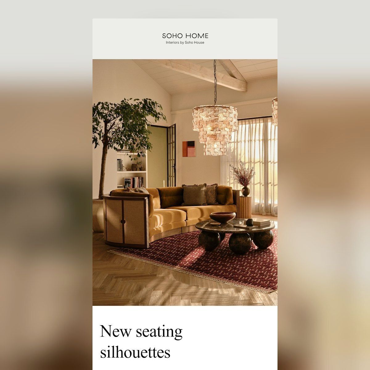 emaillove's tweet image. Warm interior photography creates a cozy vibe, telling a story with natural textures. @SohoHome nails it with minimal layout, letting visuals speak volumes. A genius way to make product emails feel editorial, not catalog-like. 📸 #VisualStorytelling #EmailMarketing