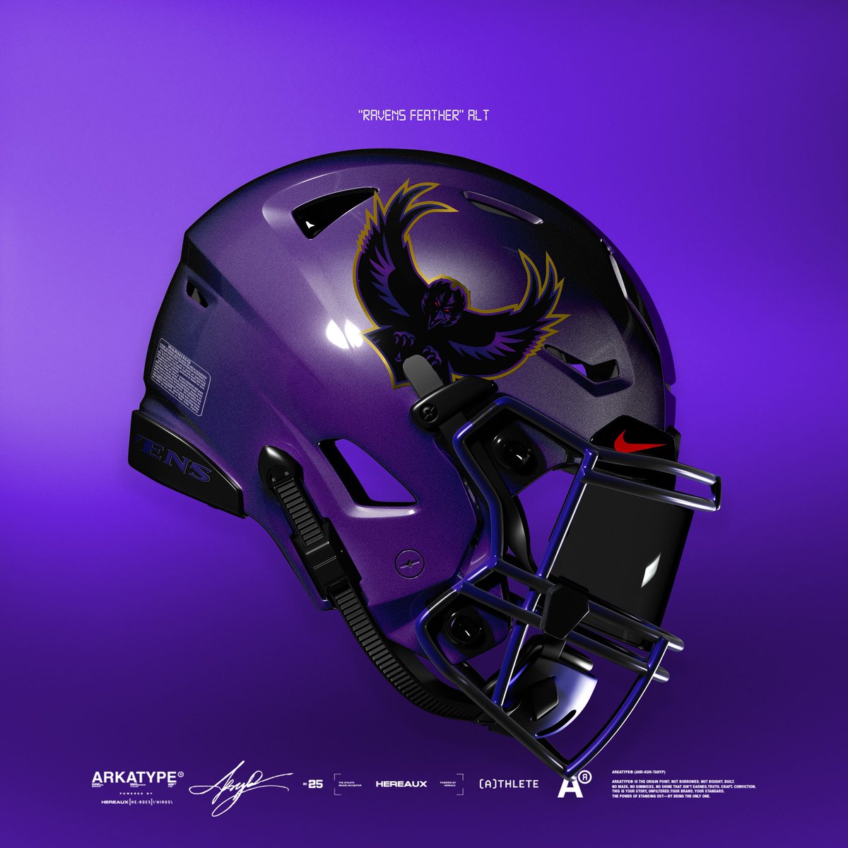 Hereaux_KB's tweet image. My last takes on the iridescent helmets utilizing the other @Ravens “bird” logos… I can’t lie… I’d be excited for any of these… also included alt logo colorways… we cookin? #RavensFlock #RavensUniforms