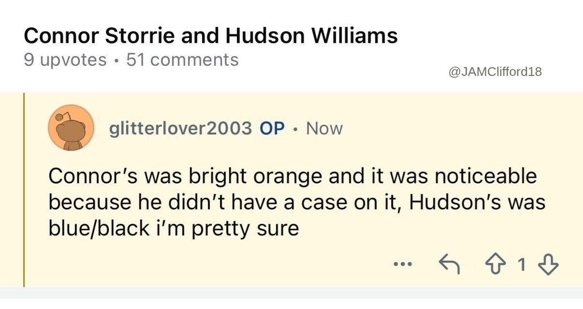 Dos personas le hablaron a la chica que asegura haber visto al hudcon cenando el otro día en NYC para preguntarle si, por casualidad, recordaba qué celulares llevaban, y ella respondió que Connor tenía uno naranja sin funda y Hudson uno negro o azul oscuro. ELIJO CREER