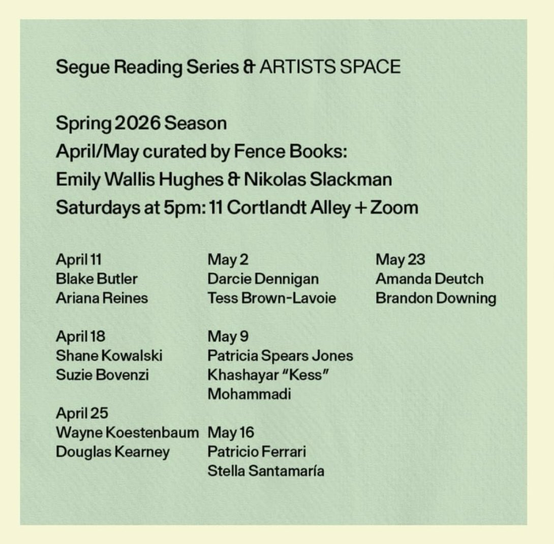 diedisappointed's tweet photo. this upcoming saturday i will be in nyc to read in the Segue Reading Series curated by Fence. currently deciding if i will read stories alphabetically, chronologically, or by decreasing word count… https://t.co/GymIg65Kqs