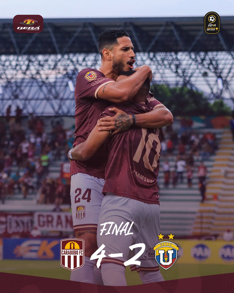 ⏱️ 90+10’ | ¡FINAL! TRIUNFO CON JERARQUÍA Y FÚTBOL 💪🔥

𝗘𝗦𝗧𝗢 𝗘𝗦 𝗖𝗔𝗥𝗔𝗕𝗢𝗕𝗢 🫀🇱🇻

#CaraboboFC 4-2 <a href="/UCVFCOFICIAL/">UCV Fútbol Club</a>

Goles
⚽ Y. Orozco - 9'
😡 A. Granko - 26'
⚽ D. Meza - 29' 
😡 V. Rodríguez - 39'
⚽ E. Ramírez - 61'
⚽ L. Martínez - 84'

#LigaFUTVETriunfobet 🇻🇪