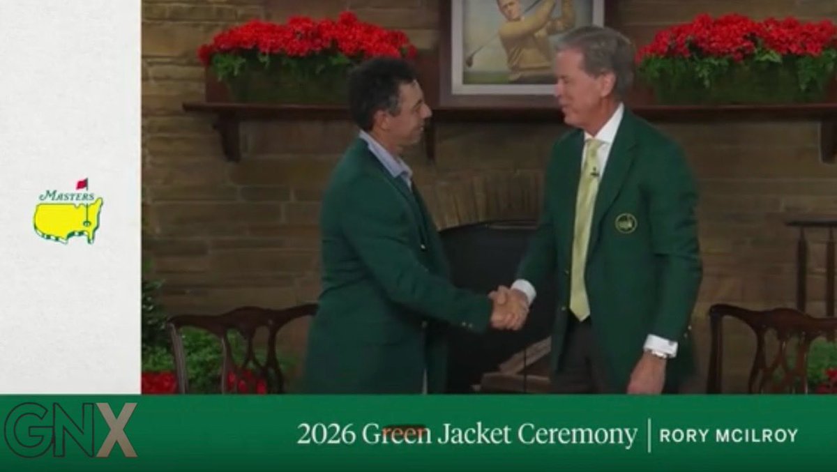 GNXOnline's tweet image. Rory Mcllroy dons his second Greek Jacket. #Repeat #Masters ⛳️