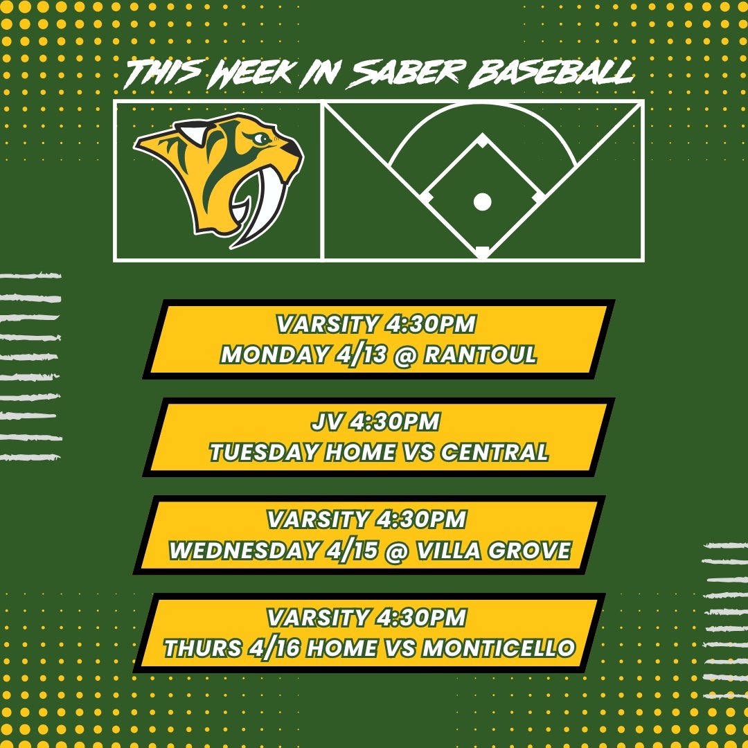 SabersBaseball1's tweet photo. STM Baseball games for this week. 

@STMoreAD https://t.co/pAeVuBB4PQ