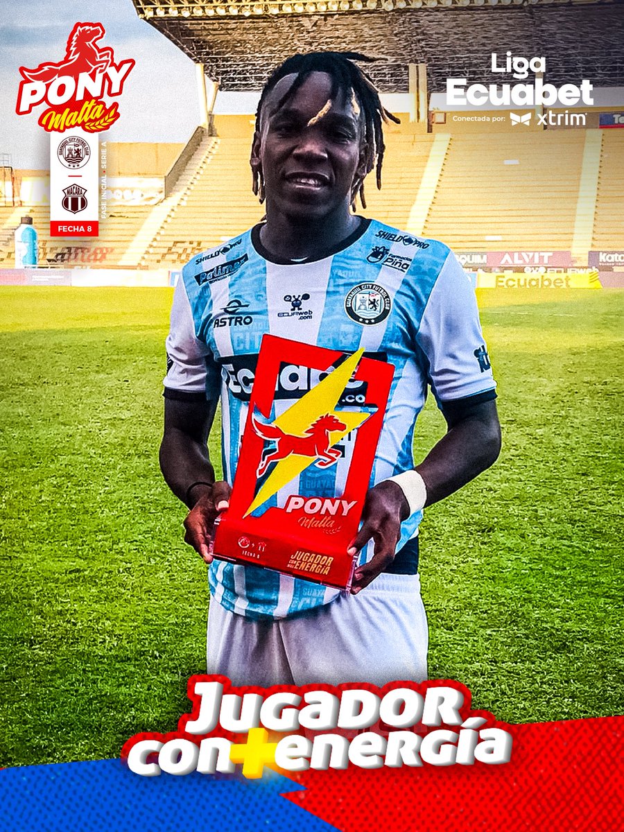 LigaEcuabetec's tweet image. 🥇Junior Ayoví de @GuayaquilCityFC fue elegido como el jugador con más energía @ponymaltaec 🔥

El volante puso dos asistencias en la victoria de su equipo y viene siendo figura en su puesto 😎

#LigaEcuabetConectadaPorXtrim #PonyMalta 🇪🇨💯