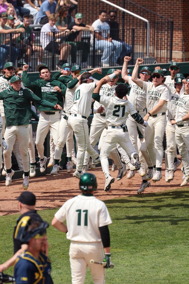 SSR_MSU's tweet photo. MSU baseball avoided a sweep from rival Michigan behind a powerful 10-5 victory. The Spartans had 3 home runs off 3 separate bats resulting in 7 of their total runs, and junior pitcher Logan Pikur picked up his first win of the season. https://t.co/9hyTMz94Tv