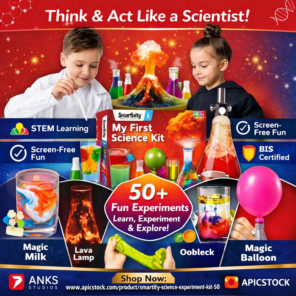 dare_to_click's tweet image. 🔬 Think &amp;amp; Act Like a Scientist!   The Smartivity Science Experiment Kit brings 50+ safe, colorful STEM experiments for kids aged 6–14. 🎓 Hands‑on learning | 🎁 Perfect gift | ✅ BIS certified 👉 apicstock.com/product/smarti…
#Smartivity #STEMLearning #EducationalToys #APICSTOCK #ANKS