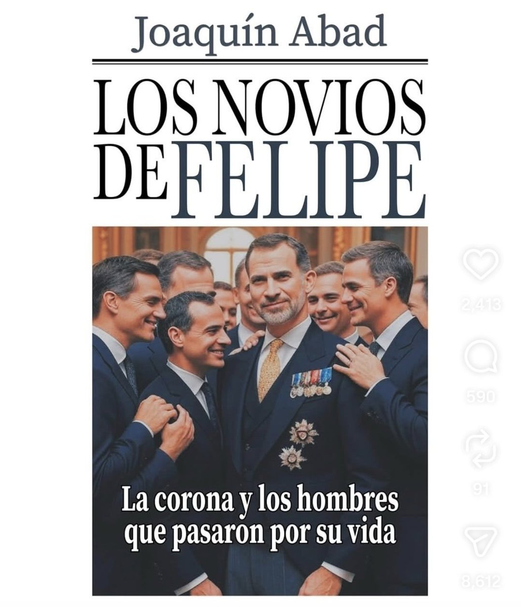 🫅🏽 Sanz y Bosé fueron "algo"  de Felipe IV, según el libro "Los novios de Felipe VI", de Joaquín Abad. 
El autor asegura que el rey de España tuvo relaciones sentimentales con hombres como Miguel Bosé o Alejandro Sanz antes de casarse con Letizia.
 ¿Investigación o polémica tipo