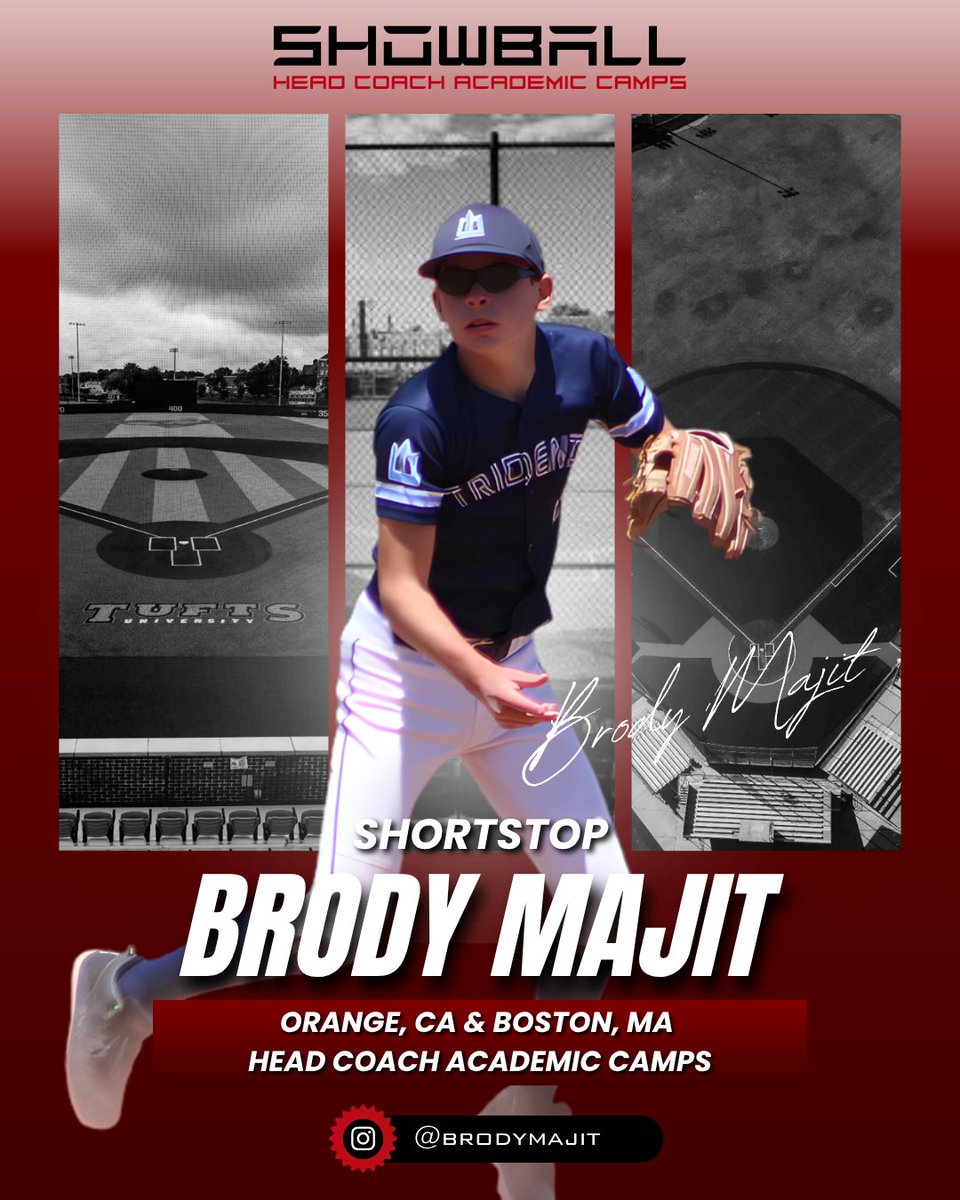ShowBallCamps's tweet photo. Looking forward to welcoming shortstop, Brody Majit, to our West Coast Head Coach Academic Camp June 10-11 in Orange, CA, and our Boston, MA Camp in July! 

#ShowballBaseball #OrangeCA #HeadCoachAcademicCamp #BaseballRecruiting #CollegeBaseball https://t.co/26LHGhMmov