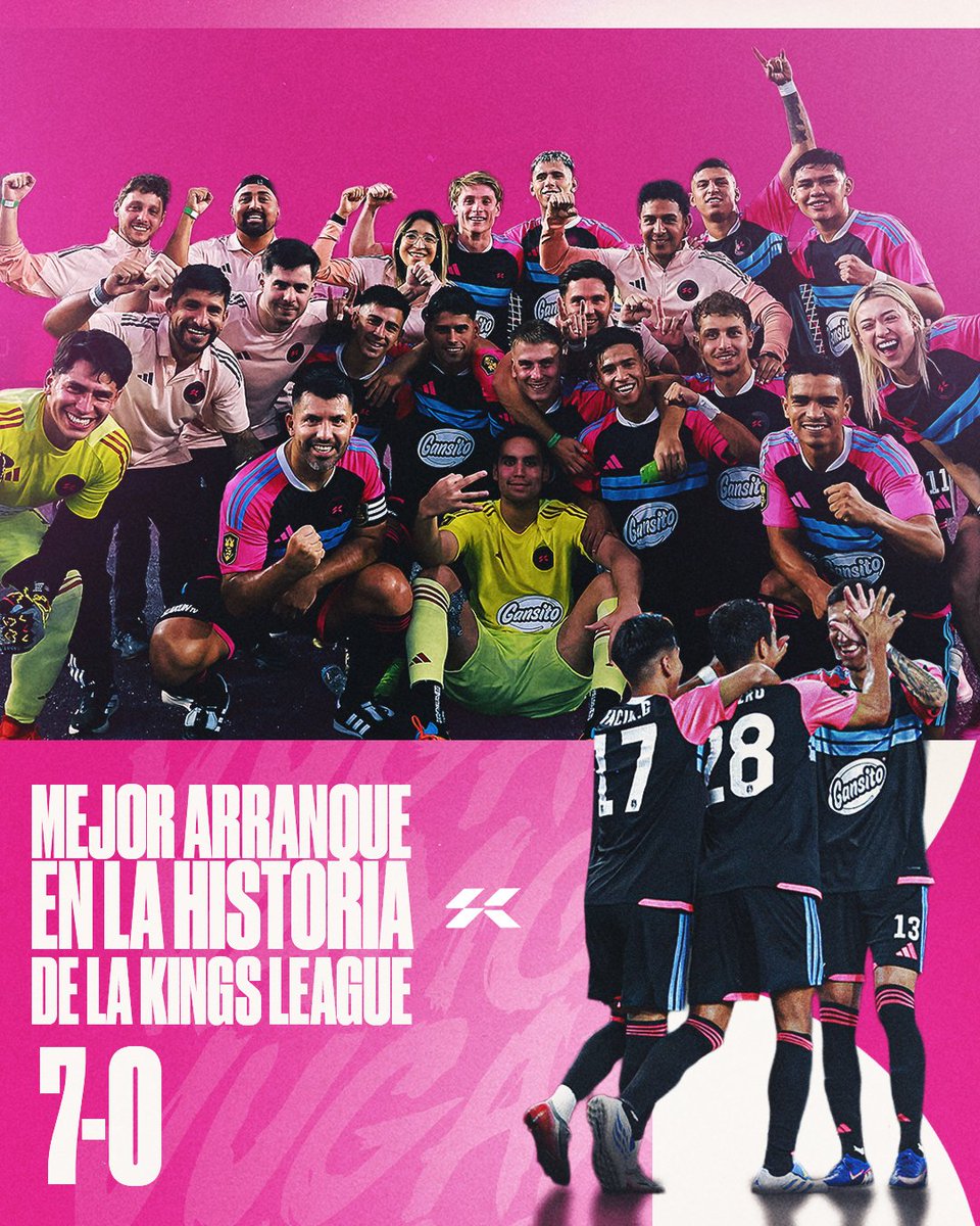 🚨 RÉCORD HISTÓRICO 🚨
¡EL MEJOR ARRANQUE DE TODA LA KINGS LEAGUE! 🔥

✅ 11-2 vs Raniza FC
✅ 7-5 vs Aniquiladores FC
✅ 8-2 vs Chamos FC
✅ 5-4 vs Atl. Parceros
✅ 8-3 vs Galácticos
✅ 4-3 vs Peluche Caligari
✅ 7-5 vs Simios FC

Y esto es solo el comienzo… este equipo va por