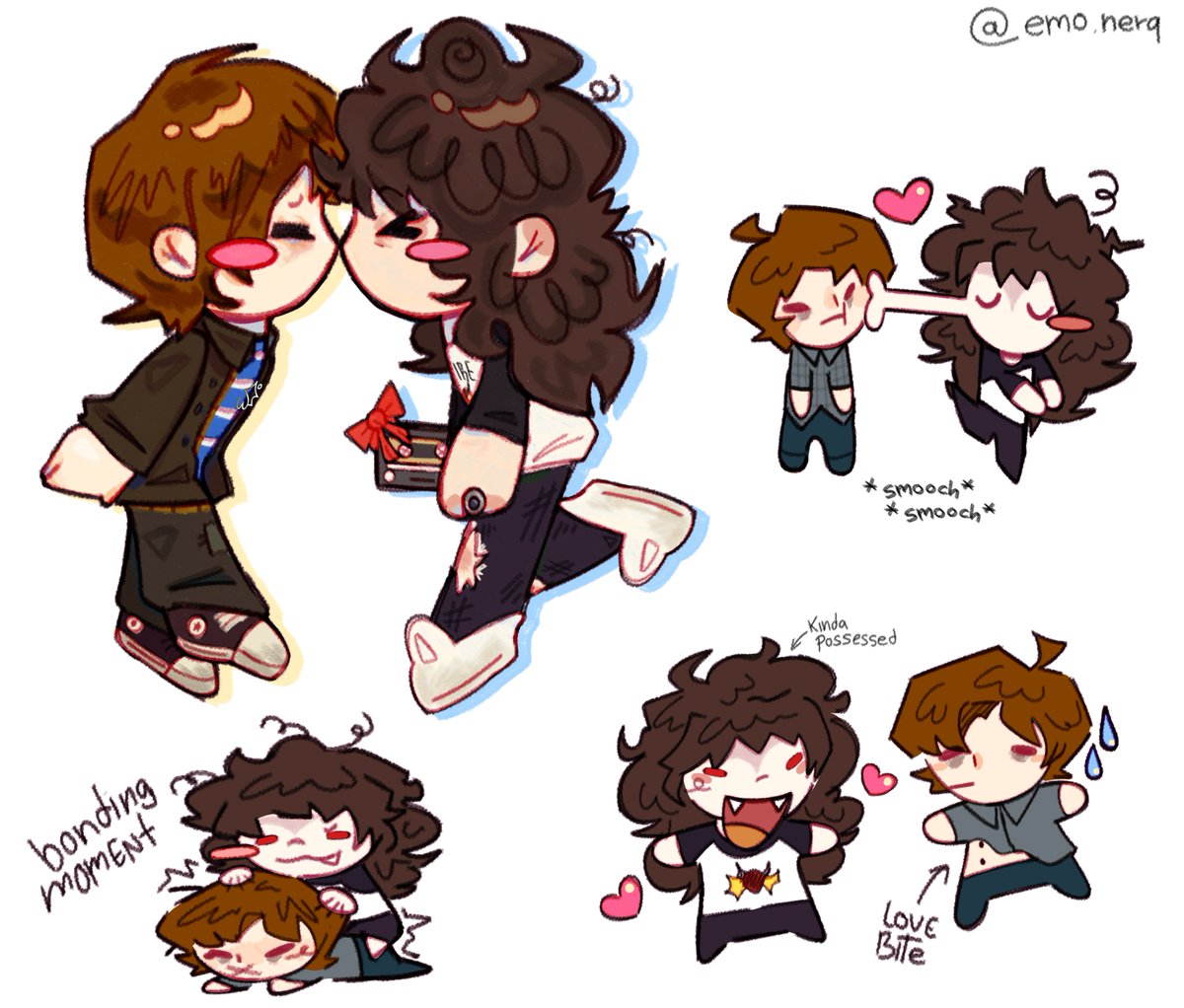 Emo_n3rq's tweet photo. Chibi #Eddithan 🖤!! Eddie is such a smoocher idc—And Jon knows he can't run from it (ignore the bonding moment) https://t.co/PQTg4I1FhU