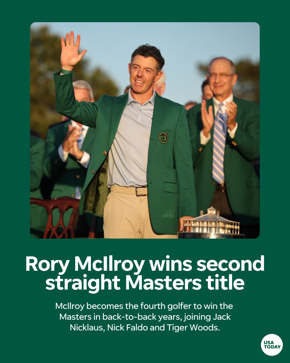 usatodaysports's tweet image. It wasn't always pretty, but Rory McIlroy ran it back at Augusta National. McIlroy's victory is the sixth major championship of his career. 

🔗: tinyurl.com/4rstay24

📷: Hector Vivas, Getty Images

#themasters #MastersSunday #Masters