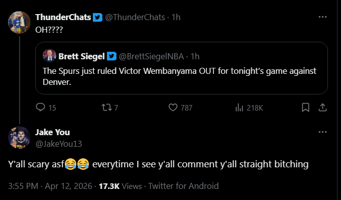 Nuggets fan admits to being scared of the Thunder
