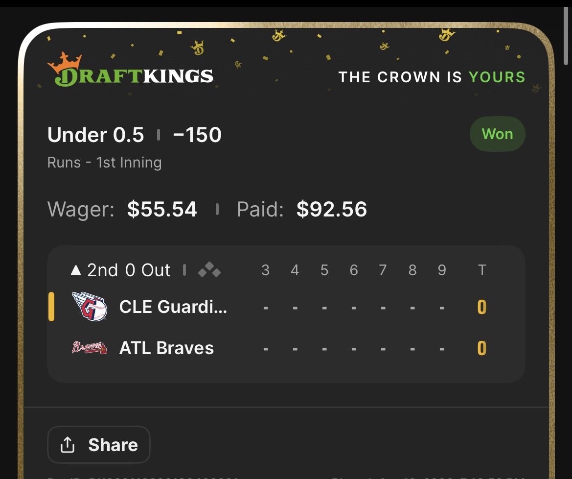 TheBetVault_'s tweet image. ✅BANGGG Cash the Free Play 

✅ ⚾️ Cleveland Guardians / Atlanta Braves NRFI (-136)

Give a ❤️ if you tailed

#LadderPlay #MLBPicks #SportsBetting #BettingCommunity