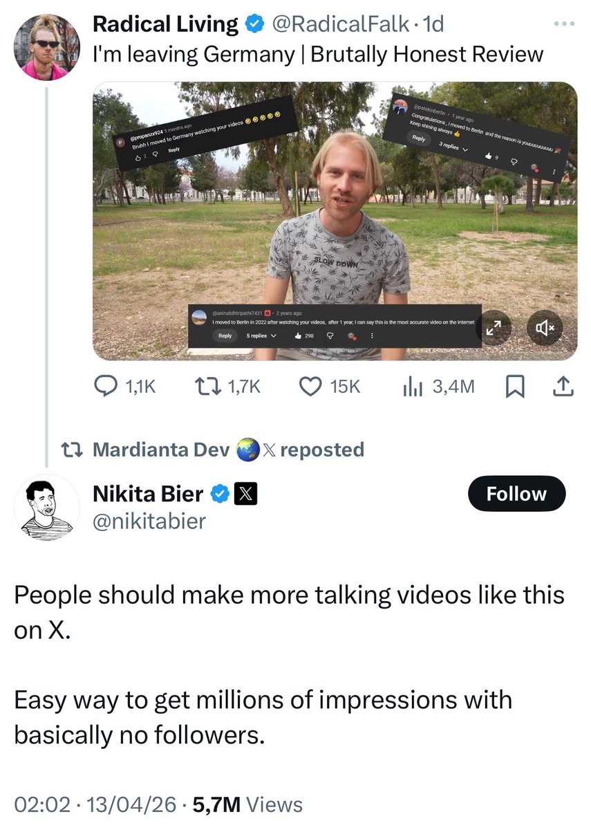Nikita Bier dikritik usai menyarankan pengguna X posting video demi payout tinggi. Netizen: “Ini kan X, bukan YouTube atau TikTok.” Bagaimana menurut lo? 🫵🏻