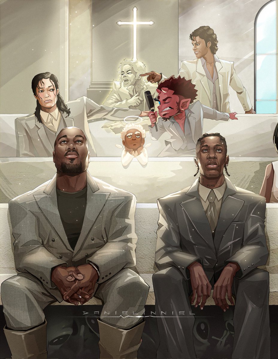 danielinniel's tweet image. I swear I'm no racist 🤡

Art inspired illustration for 
#kanyewest #bully #father  by @kanyewest × @trvisXX