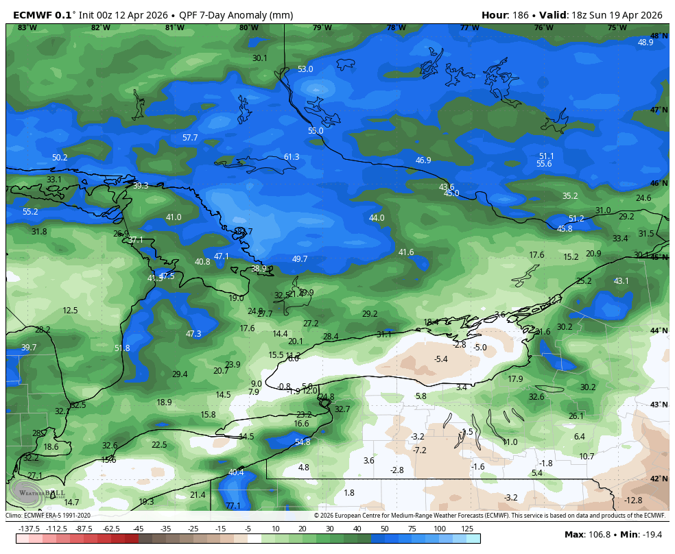 WxOntario1's tweet image. A look at the week ahead 👇

Warm 🔥 and wet 🌧 week expected across all of Southern #Ontario

Above normal temps from Monday to Saturday with temps near 20C, strong cold front moves through Sunday dropping temps below the freezing mark 🥶

Off/ on rain and storms Mon-Thur with