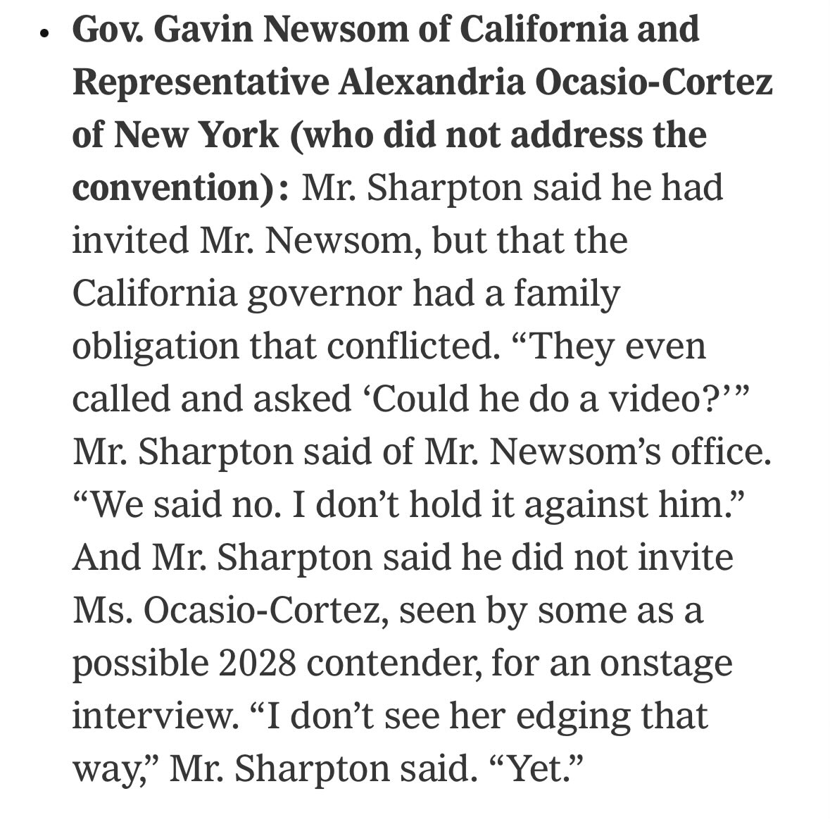 Gavin Newsom skipping the National Action Network convention, seems like a big miss considering Shapiro was so well received