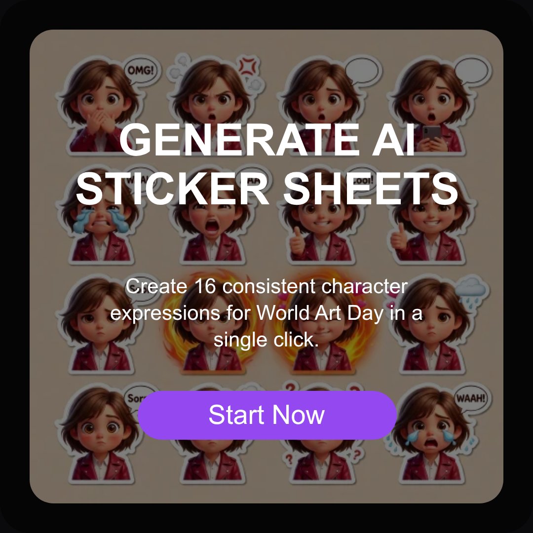 MagicAICreator's tweet image. Create your own AI Sticker Sheets in seconds 🎨🔥

From ideas to ready-to-use stickers — perfect for WhatsApp, Telegram, or your brand 🚀
Start creating now 👉 magicaicreator.com

#AI #Stickers #AIArt #StickerDesign #DigitalCreator #ContentCreator #AIGenerated #CreativeAI
