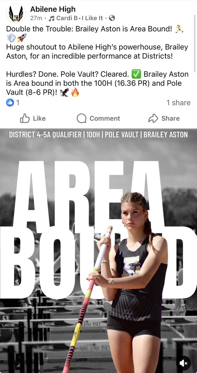AHSEagleVB's tweet photo. Look at our freshman VB girl make some noise on the track!!! Go Brailey!!! 💛🦅🖤 https://t.co/eAe8h9yUEB