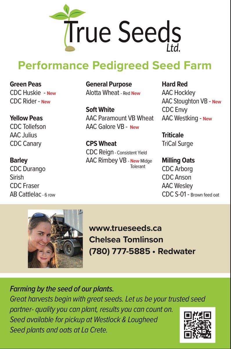Trueseedsltd's tweet photo. #plant26 is around the corner, we have the seed you need!

 Call or check out our website for more information.

True Seeds Ltd. 

#ChooseCertifiedSeed #farmingalberta #secan #FPGenetics #plant26 #seedingtime https://t.co/nbj8LAghoD