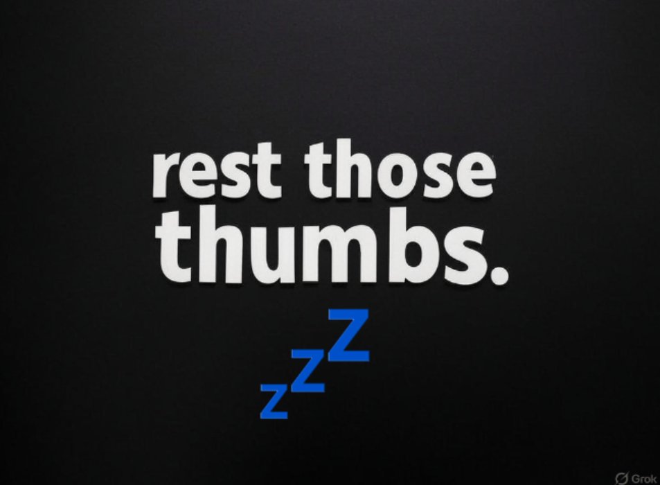 LouXpress's tweet image. Sometimes you just got to rest those thumbs! #PeaceOfMind