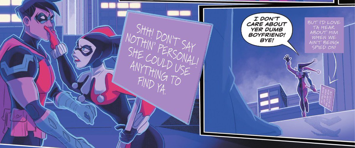 no one asked but one of my favorite tim and harley interactions are in harley quinn #41-43. her favorite birdie