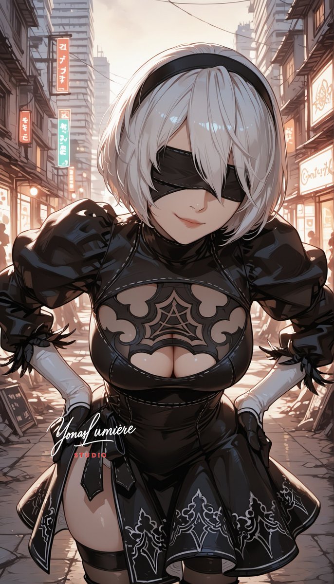 oneesan_aiart's tweet image. 2B — a quiet beauty wrapped in elegance, where every movement feels like a perfect balance between grace and hidden strength 🤍✨ #2B #NieRAutomata #YoRHa
