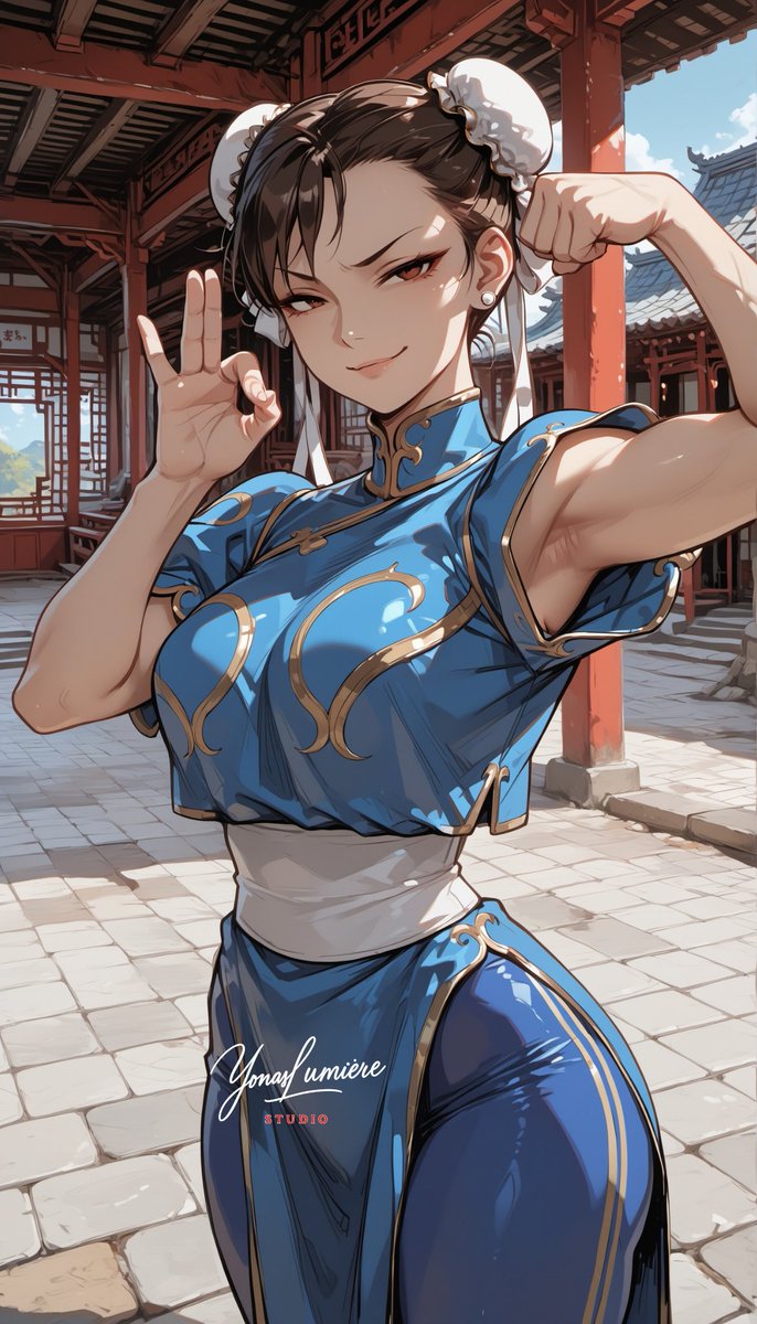 oneesan_aiart's tweet image. Chun-Li — that annoyed look when someone talks too much without backing it up… her patience is thin, and her kicks are ready 💙😒✨ #ChunLi #StreetFighter