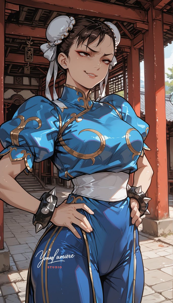 oneesan_aiart's tweet image. Chun-Li — that annoyed look when someone talks too much without backing it up… her patience is thin, and her kicks are ready 💙😒✨ #ChunLi #StreetFighter